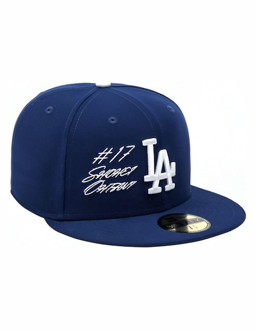 Gorra visera plana cerrada para béisbol New Era 5950 MLB Script Los Angeles Dodgers unisex
