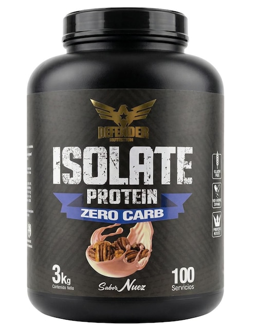 DEFENDER NUTRITION Isolate Protein Zero Carb Defender Nutrition con proteína de suero de leche sabor nuez de 3 kg