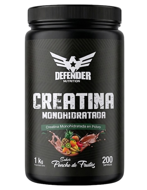 Creatina monohidratada Defender Nutrition con creatina ponche de frutas de 1 kg