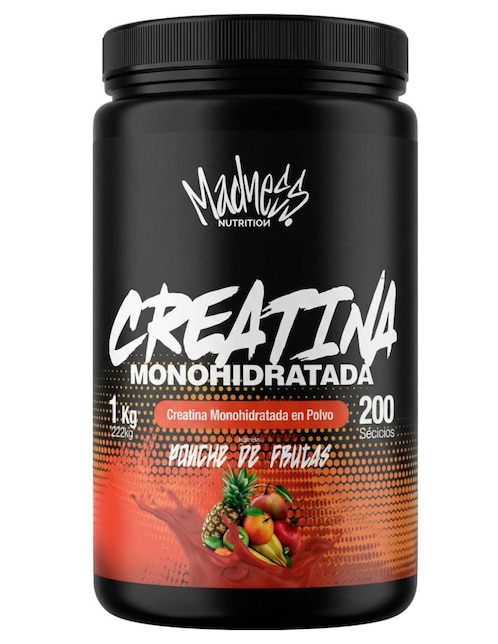 Creatina monohidratada Madness Nutrition sabor ponche de frutas de 1 kg