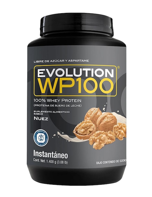 EVOLUTION NUTRACEUTICAL COMPANY Evolution Proteína Wp100 Evolution Nutraceutical Company con suero de leche, cocoa natural, lecitina y fruto del monje sabor nuez
