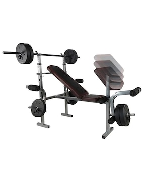 Banco Pesas Multiposiciones Kit Pesas Discos Barra Centurfit