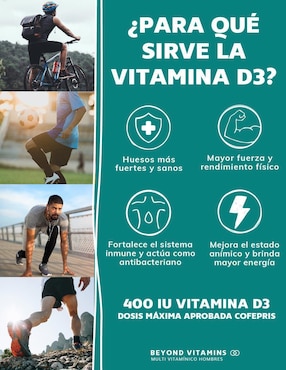 Multivitaminico con Vitamina D 23 vitaminas y minerales para Hombres Beyond Vitamins sabor natural de 60 cápsulas