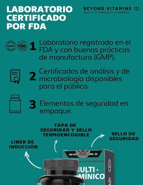 Multivitaminico con Vitamina D 23 vitaminas y minerales para Hombres Beyond Vitamins sabor natural de 60 cápsulas