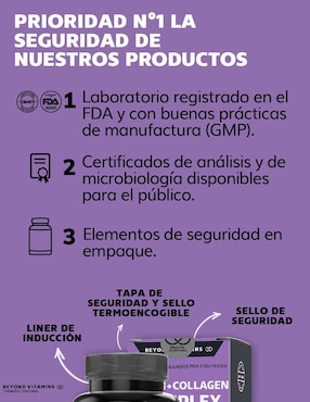 Biotina con Colágeno para cabello piel y uñas Beyond Vitamins sabor natural de 60 cápsulas