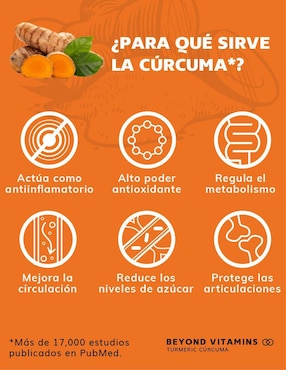 Turmeric con Cúrcuma al 95% y Piperina Beyond Vitamins con turmeric y piperina sabor natural de 60 cápsulas
