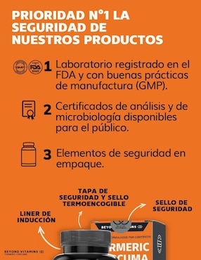 Turmeric con Cúrcuma al 95% y Piperina Beyond Vitamins con turmeric y piperina sabor natural de 60 cápsulas