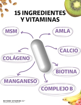 Biotina Beyond Vitamins con biotina y colágeno sabor natural de 150 cápsulas