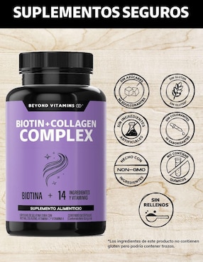 Biotina Beyond Vitamins con biotina y colágeno sabor natural de 150 cápsulas