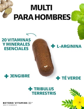 Multivitaminico con vitaminas y minerales para Hombres Beyond Vitamins sabor natural de 150 cápsulas