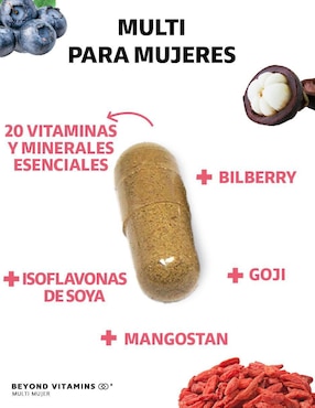 Multivitaminico con vitaminas y minerales para Mujeres Beyond Vitamins sabor natural de 150 cápsulas
