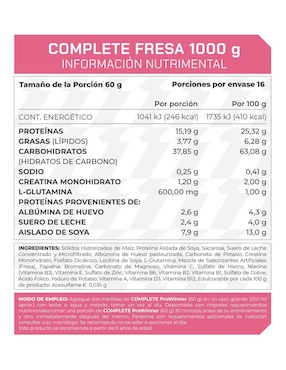 Suplemento Complete ProWinner Prowinner sabor fresa de 1 kg