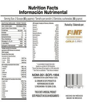 Suplemento alimenticio Food & Nutrition Technologies sabor chocolate