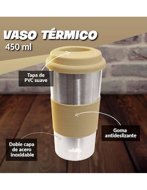 Vaso Wallis de acero inoxidable con tapa rosca 450 ml