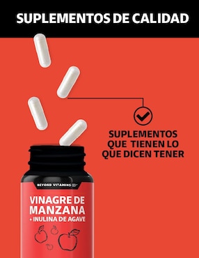 Vinagre de Manzana con Inulina de Agave Beyond Vitamins sabor natural de 150 cápsulas