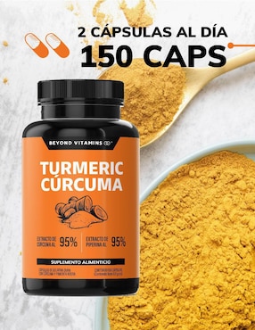 Cúrcuma al 95% y Pimienta negra Beyond Vitamins con turmeric y piperina sabor natural de 150 cápsulas