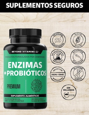 Enzimas + Probióticos Beyond Vitamins con enzimas digestivas y probióticos sabor natural de 60 cápsulas