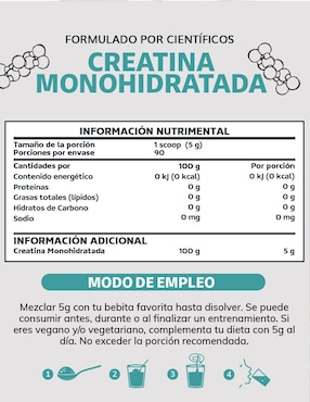 Creatina Monohidratada Micronizada Beyond Vitamins sabor natural de 450 g