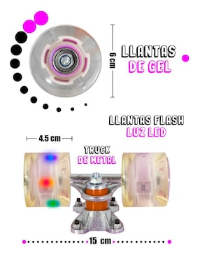 Patineta manual La Viga Skateboards con luz