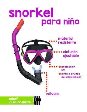 Tubo y gafas de snorkel para buceo Bestway