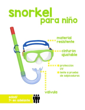 Tubo y gafas de snorkel para buceo Bestway