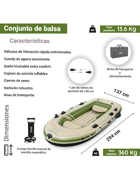 Bote inflable Bestway Voyager x3 raftset 65164