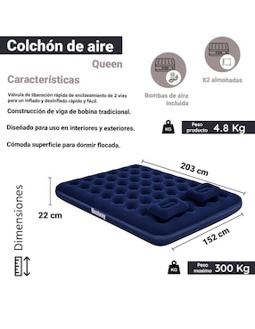 Colchón inflable Bestway 67374 colchoneta pillow top integrada