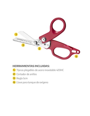 Multiherramienta plegable multifuncional Leatherman Raptor Response Roja de acero inoxidable