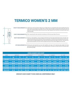 Traje de buceo Cressi adulto mujer 2 mm termico lady