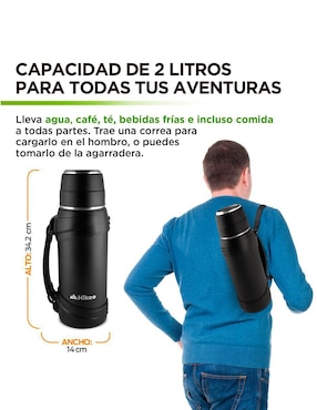 Termo Hikeo de acero inoxidable con tapa rosca 1 L