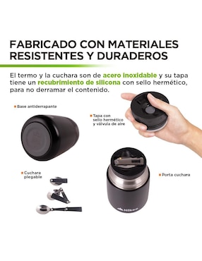 Termo Hikeo de acero inoxidable con tapa rosca 628 ml