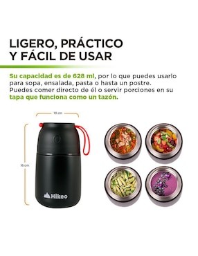 Termo Hikeo de acero inoxidable con tapa rosca 628 ml