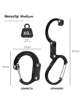 Mosqueton para campismo Gear Aid Heroclip Medium Black