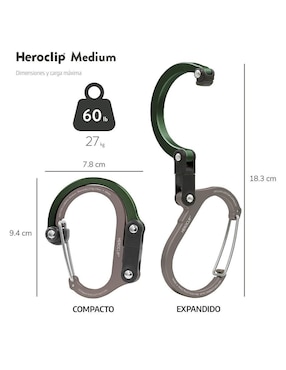 Mosqueton para campismo Gear Aid Heroclip Medium Green
