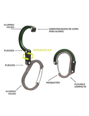 Mosqueton para campismo Gear Aid Heroclip Medium Green