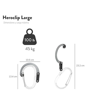 Mosqueton para campismo Gear Aid Heroclip Large Silver