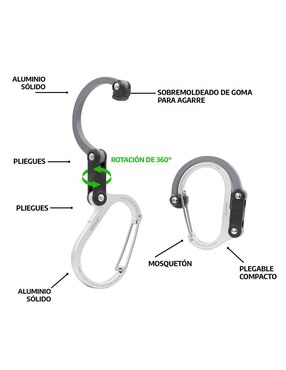 Mosqueton para campismo Gear Aid Heroclip Large Silver