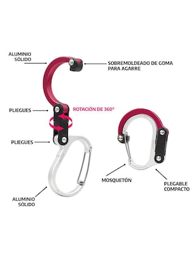 Mosqueton para campismo Gear Aid Heroclip MEedium Red