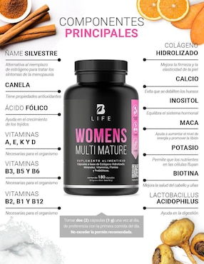 Womens Multi Matur3 B Life con colágeno hidrolizado, biotina y ácido hialurónico