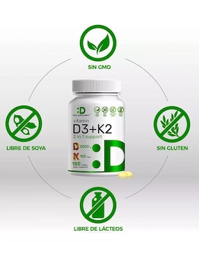 Suplemento Alimenticio Vitamina D3 + K2 Deal Supplement de 180 cápsulas