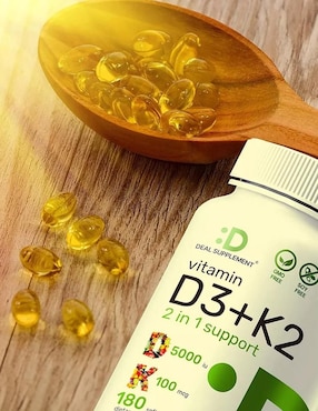 Suplemento Alimenticio Vitamina D3 + K2 Deal Supplement de 180 cápsulas