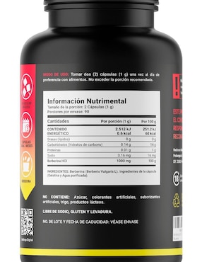 Pure Berberine B Life con berberina de 180 cápsulas