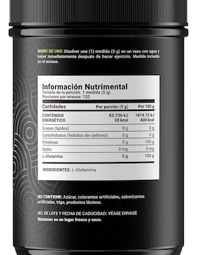 Pure Glutamine B Life con l-glutamina de 600 g