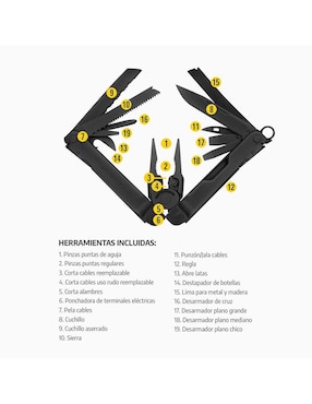 Multi navaja táctica Leatherman super tool 300 negra con accesorios