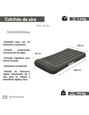 Colchón inflable Bestway 67680 Colchoneta Pillow Top (integrada)