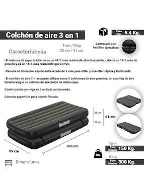 Colchón inflable Bestway 67922 Tight Top (sin colchoneta)