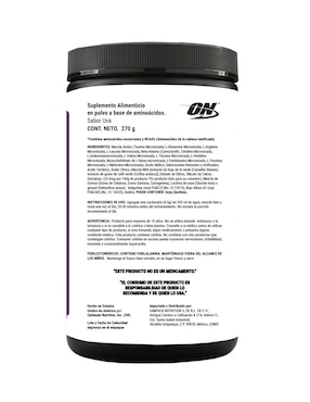 Essential Amin.o. Optimum Nutrition con aminoácidos y electrolitos sabor uva de 270 g