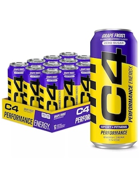 12 Latas C4 Cellucor Suplmento Pre Entrenamiento Grape Frost Azucar Free Cellucor con l-arginina sabor uva de 470 ml