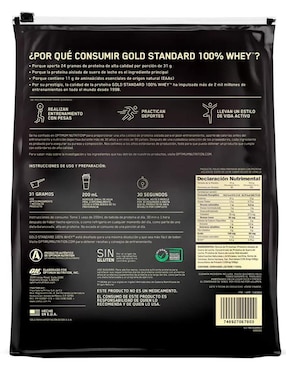 Gold Standard Whey Optimum Nutrition con proteína isolate y vitaminas sabor helado de vainilla de 2.5 kg