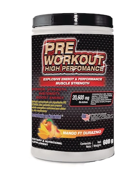 Pre Workout High Performance Food & Nutrition Technologies Con Aminoácidos Y Electrolitos Sabor Mango 600 G